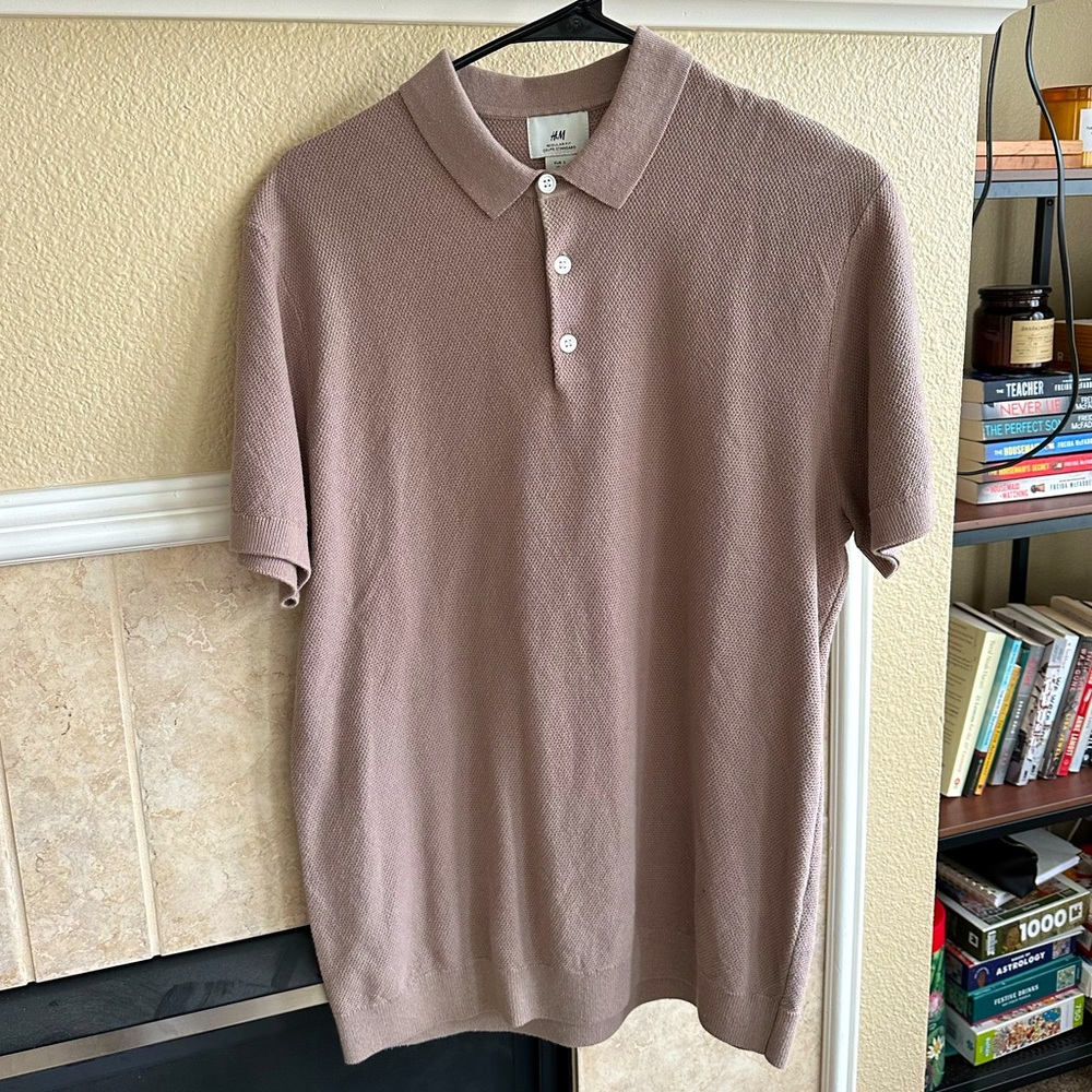 Taupe button up collared shirt men’s small